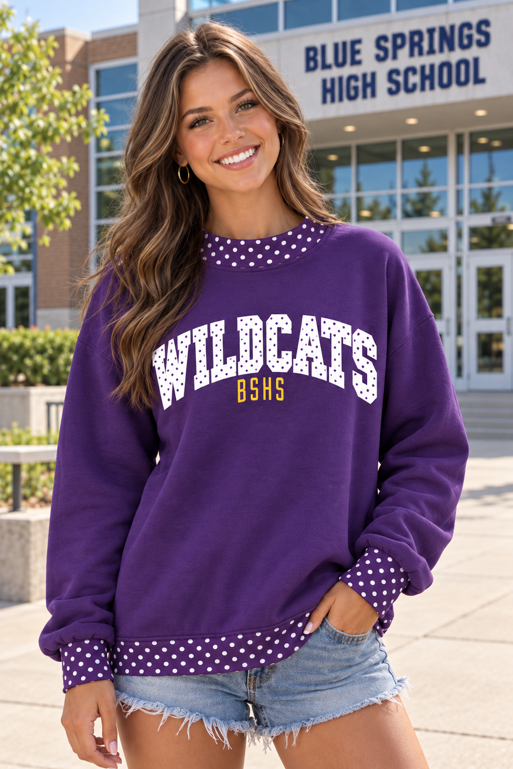 Wildcat Polka Dot Mock sweatshirt
