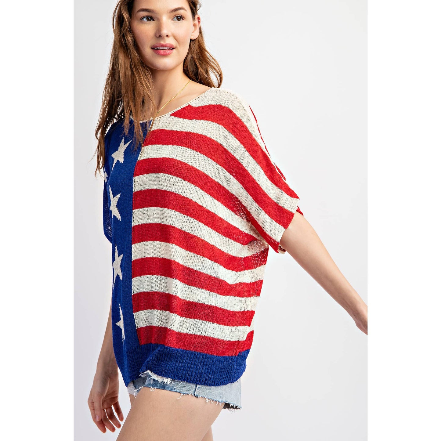 *AMERICAN FLAG SLEEVELESS LIGHT WEIGHT KNIT SWEATER