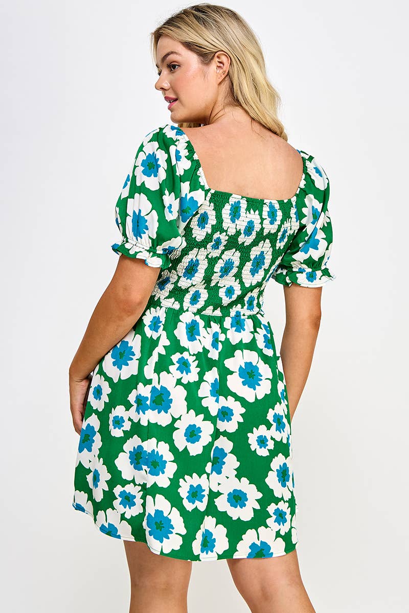 *Plus Size Smocked Babydoll Dress - SS2440P-D