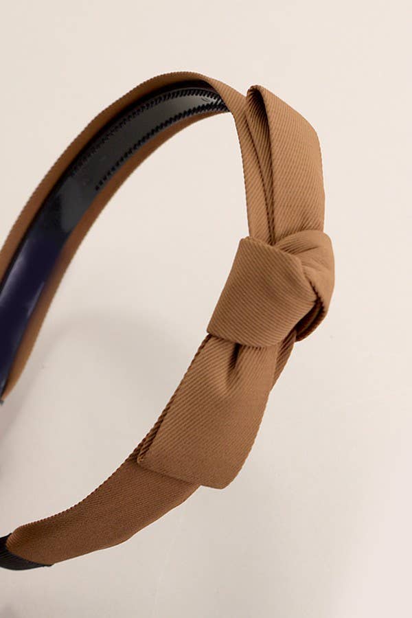 *CLASSIC BOW KNOTTED HEADBAND HAIR BAND | TAN