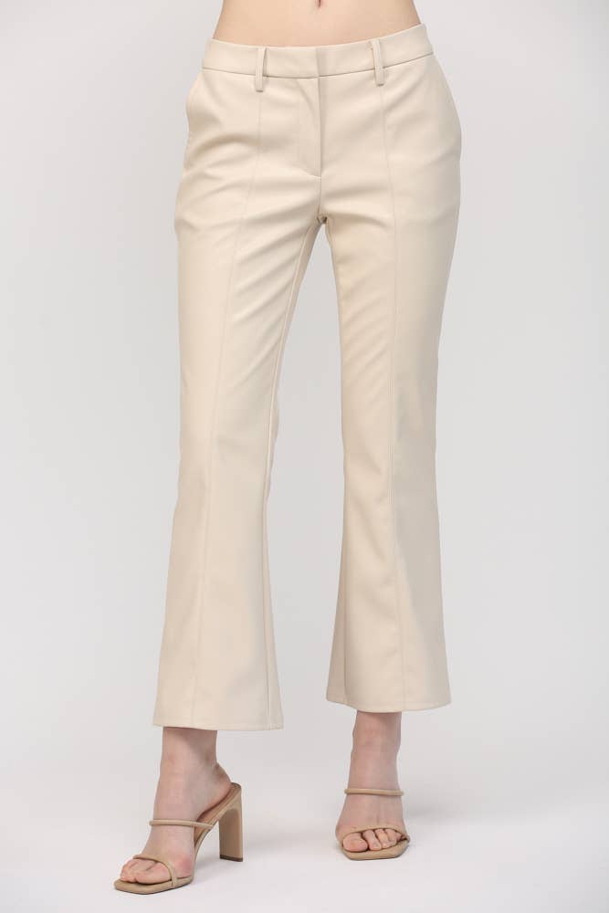*FAUX LEATHER FLARE PANTS FP65004