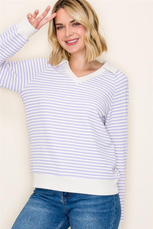 POLO COLLAR V NECK KNIT TOP
