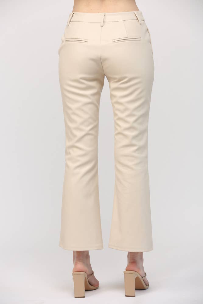 *FAUX LEATHER FLARE PANTS FP65004