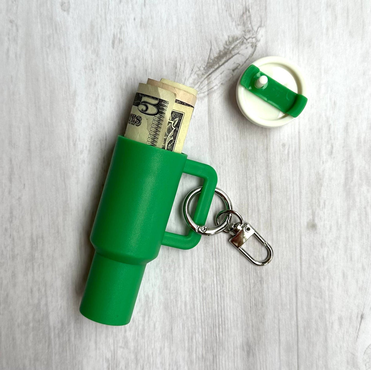 *Mini Tumbler Keychain Carry Storage Container Green