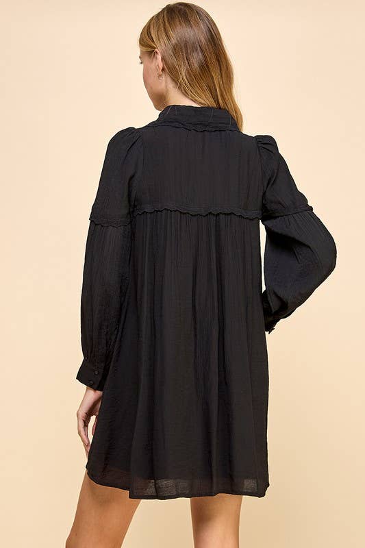 *Pleated Top Button Down Shift Dress