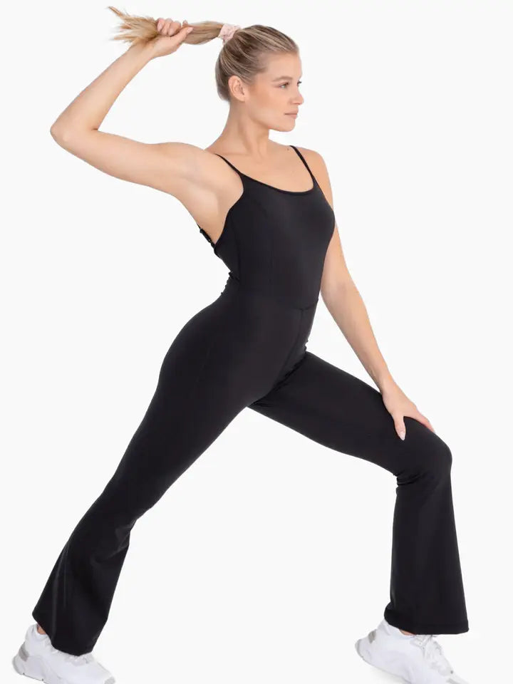 *BLACK SLEEVELESS FULL LENGTH FLARED JUMPSUIT