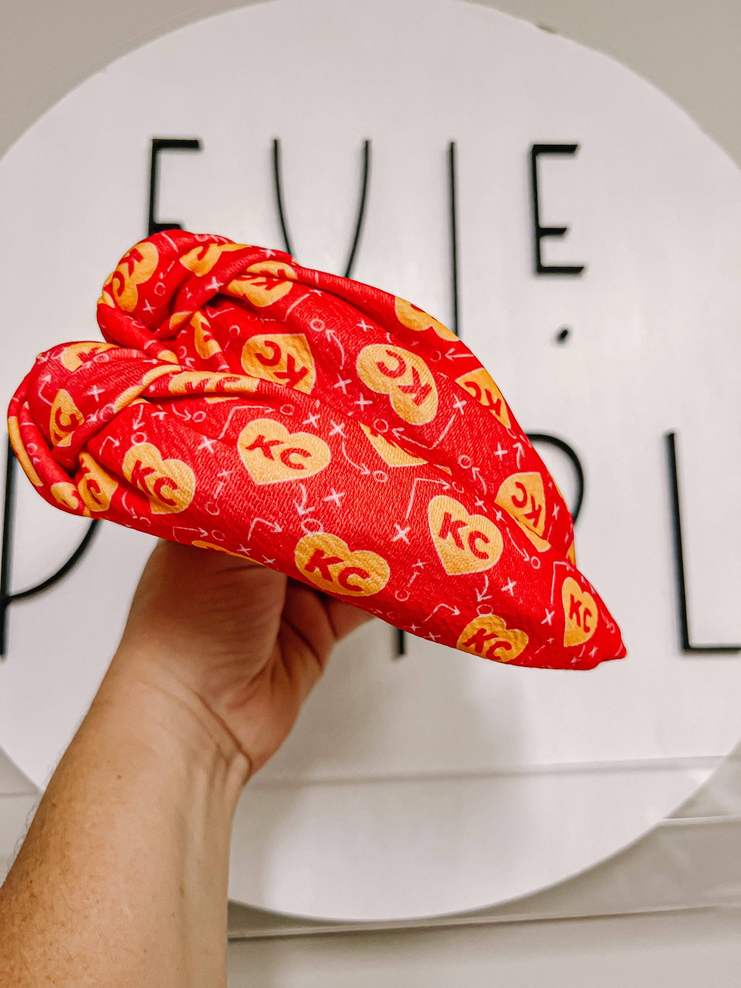 *Red KC Heart Knotted Headband