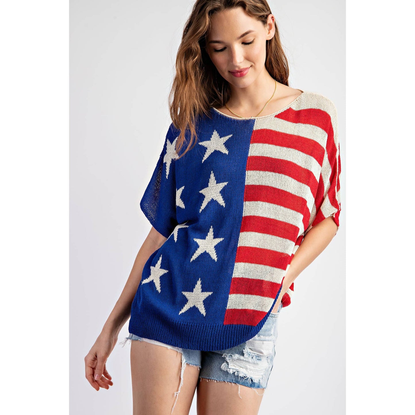 *AMERICAN FLAG SLEEVELESS LIGHT WEIGHT KNIT SWEATER