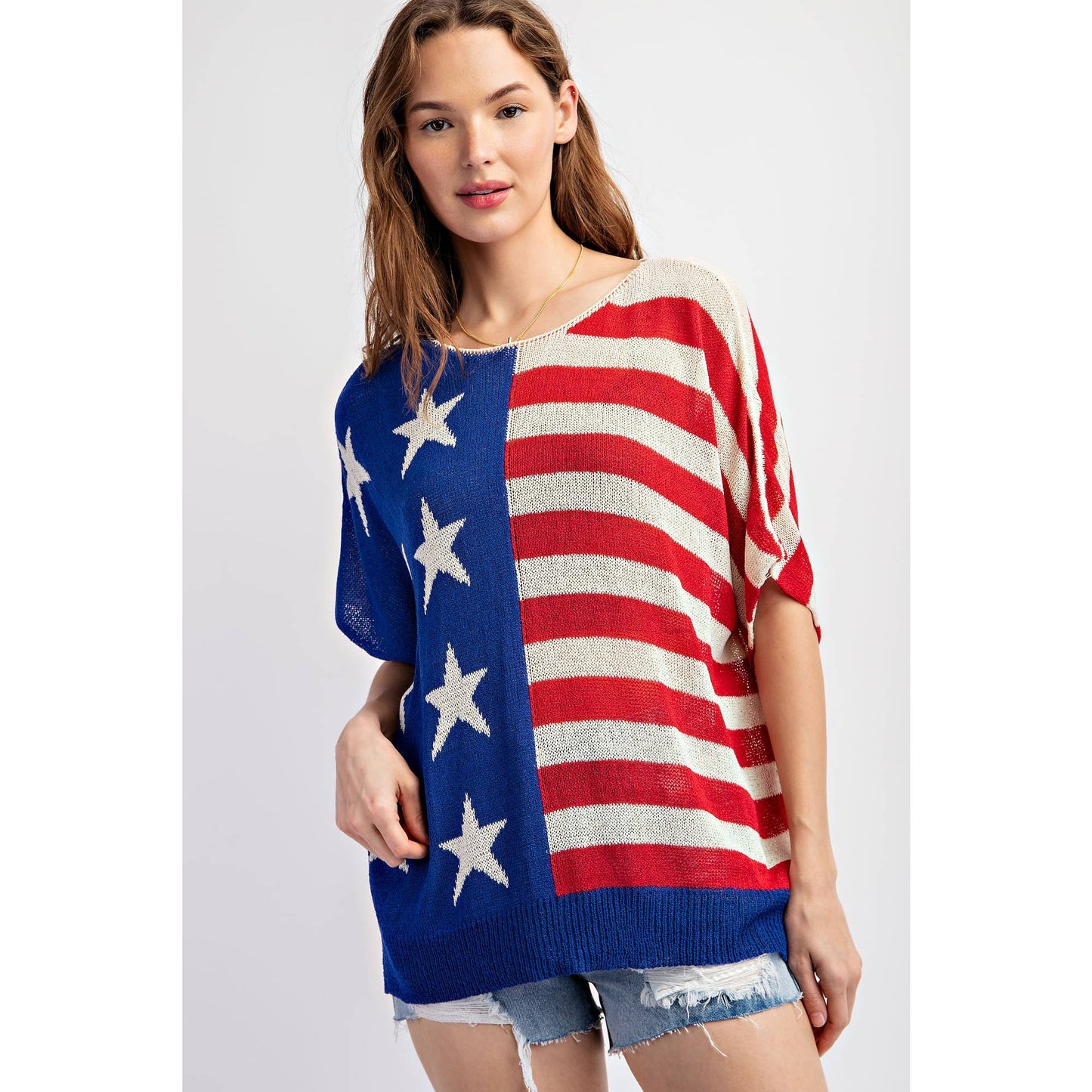 *AMERICAN FLAG SLEEVELESS LIGHT WEIGHT KNIT SWEATER
