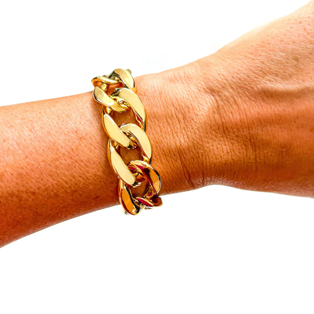 *CHUNKY ACRYLIC CHAIN LINK BRACELET - GOLD
