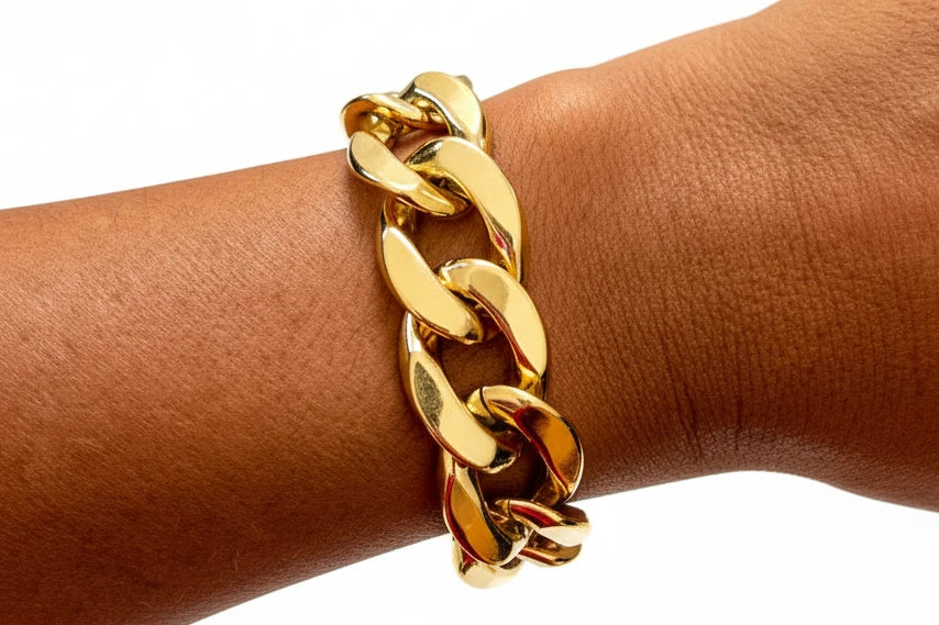 *CHUNKY ACRYLIC CHAIN LINK BRACELET - GOLD