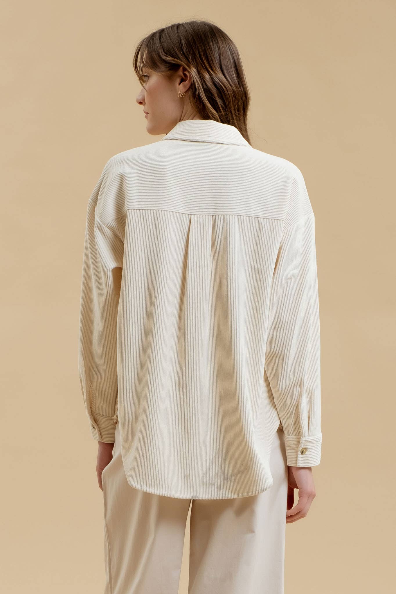 *KHAKI COLORBLOCK HOUNDSTOOTH SHACKET