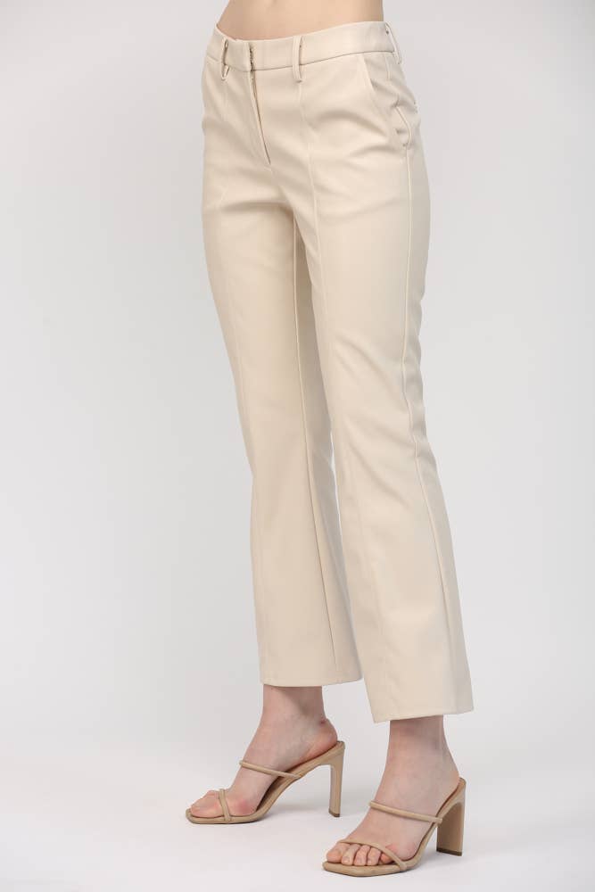 *FAUX LEATHER FLARE PANTS FP65004