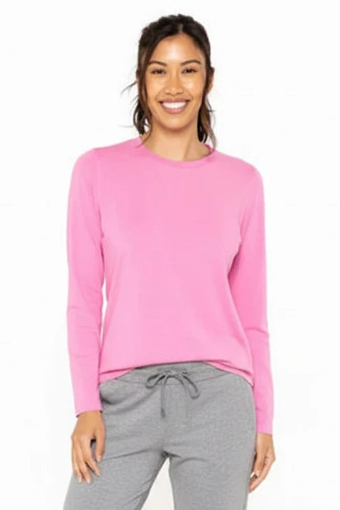*PRIMA COTTON BLEND LONG SLEEVE TEE - FUSCHIA