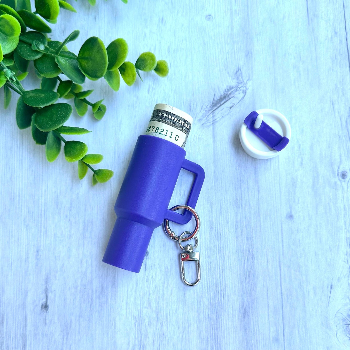 *Mini Tumbler Keychain Carry Storage Container Purple