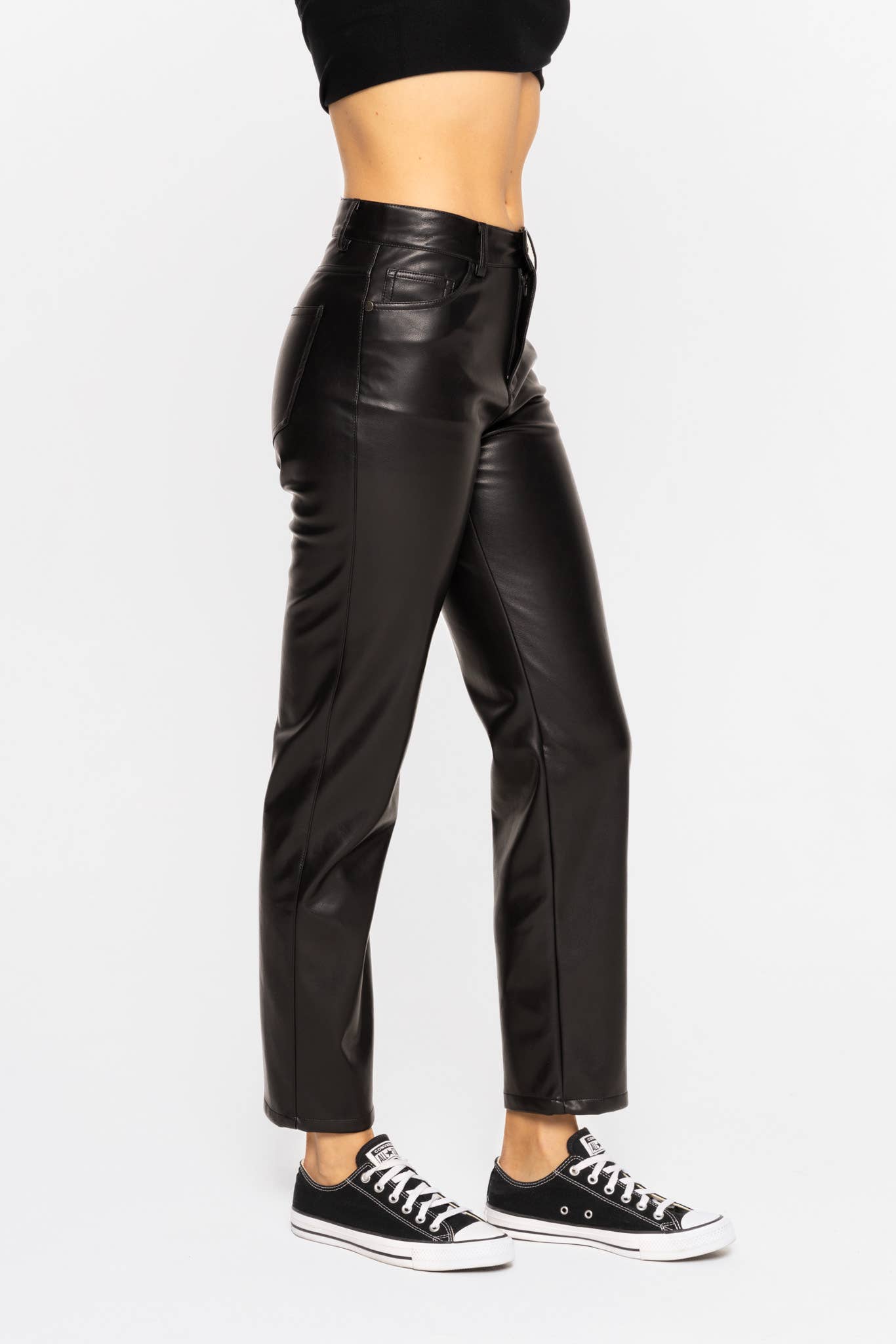*Vegan Leather Straight Leg Pants
