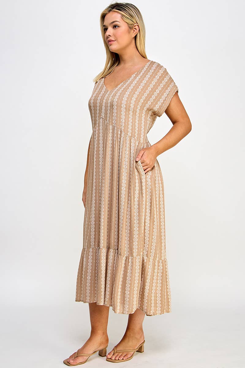 *Plus Size Boho Maxi Dress With Slip
