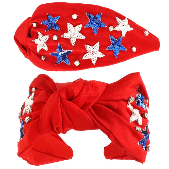 *USA Patriotic Star Pattern Jeweled Sequin Headband
