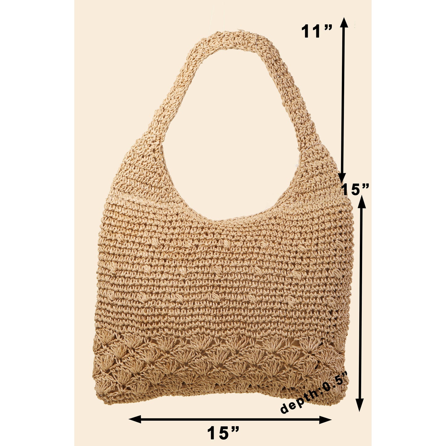 *Straw Knitted Handle Body Tote Bag