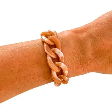 *CHUNKY ACRYLIC CHAIN LINK BRACELET - BURNT PEACH MARBLE