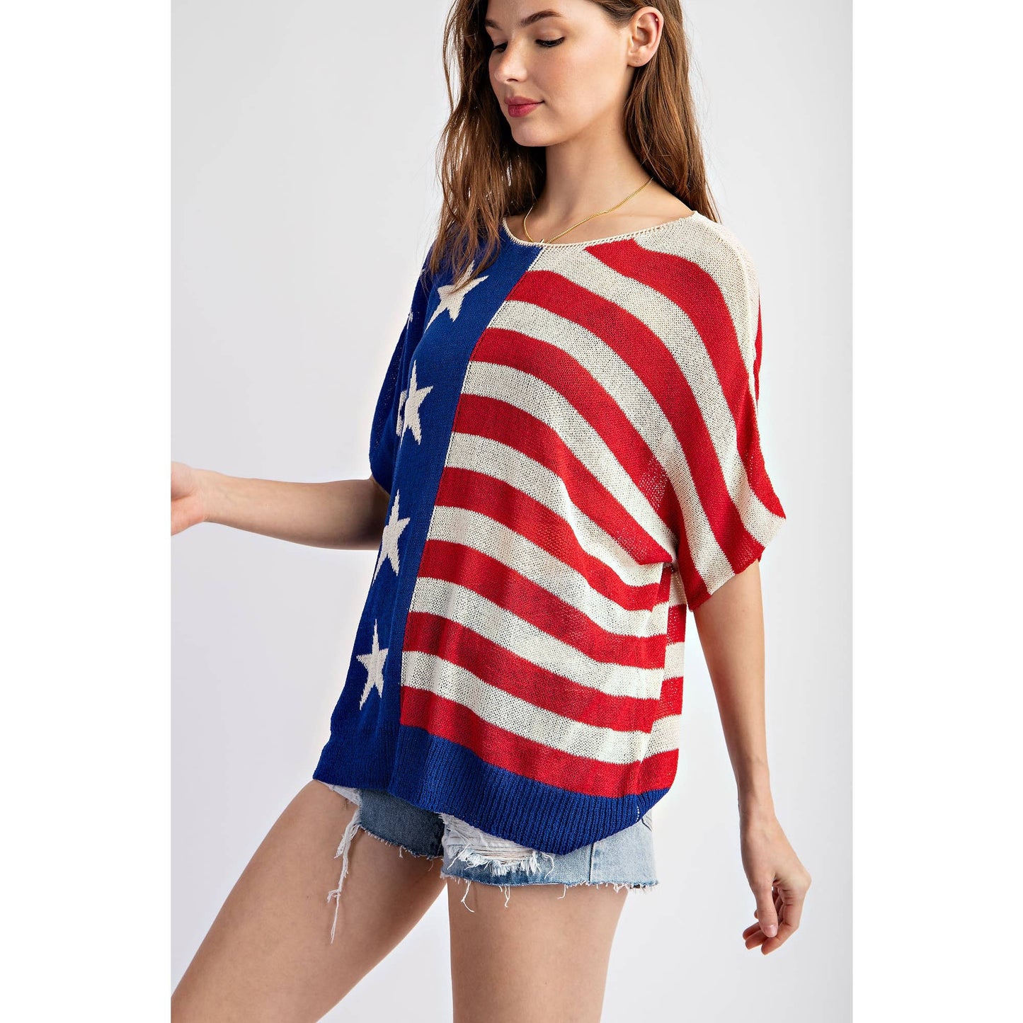 *AMERICAN FLAG SLEEVELESS LIGHT WEIGHT KNIT SWEATER