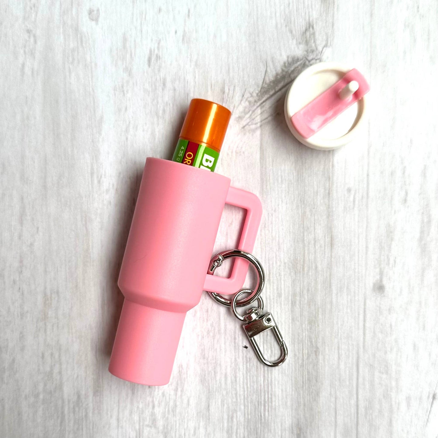 *Mini Tumbler Keychain Carry Storage Container Pink
