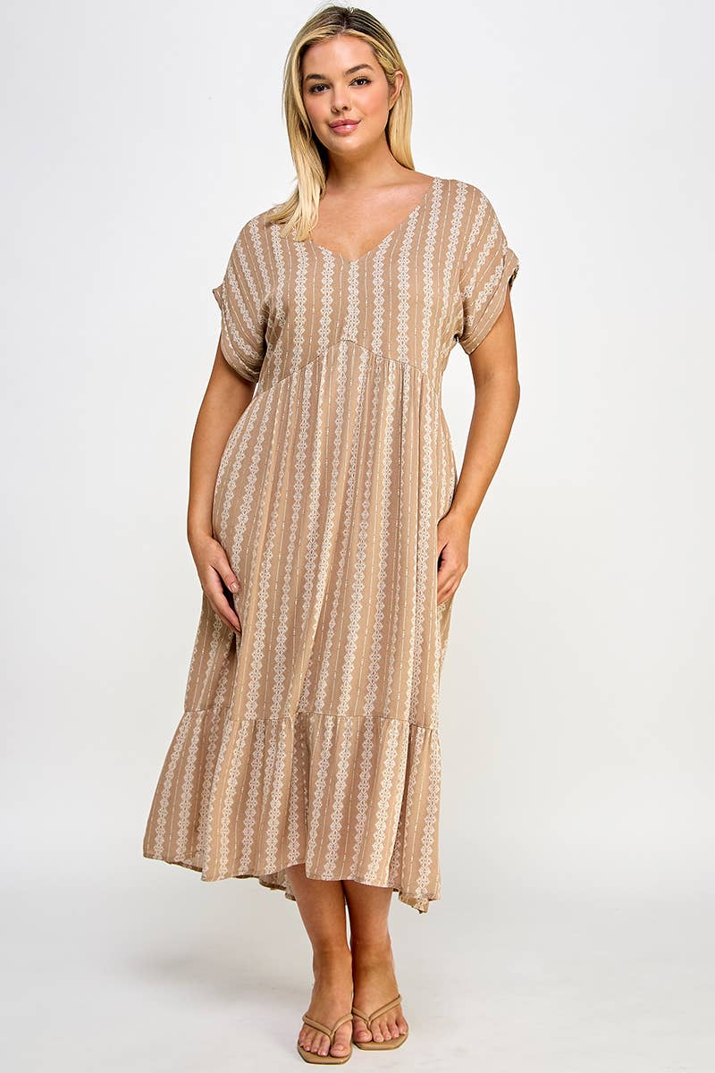 *Plus Size Boho Maxi Dress With Slip