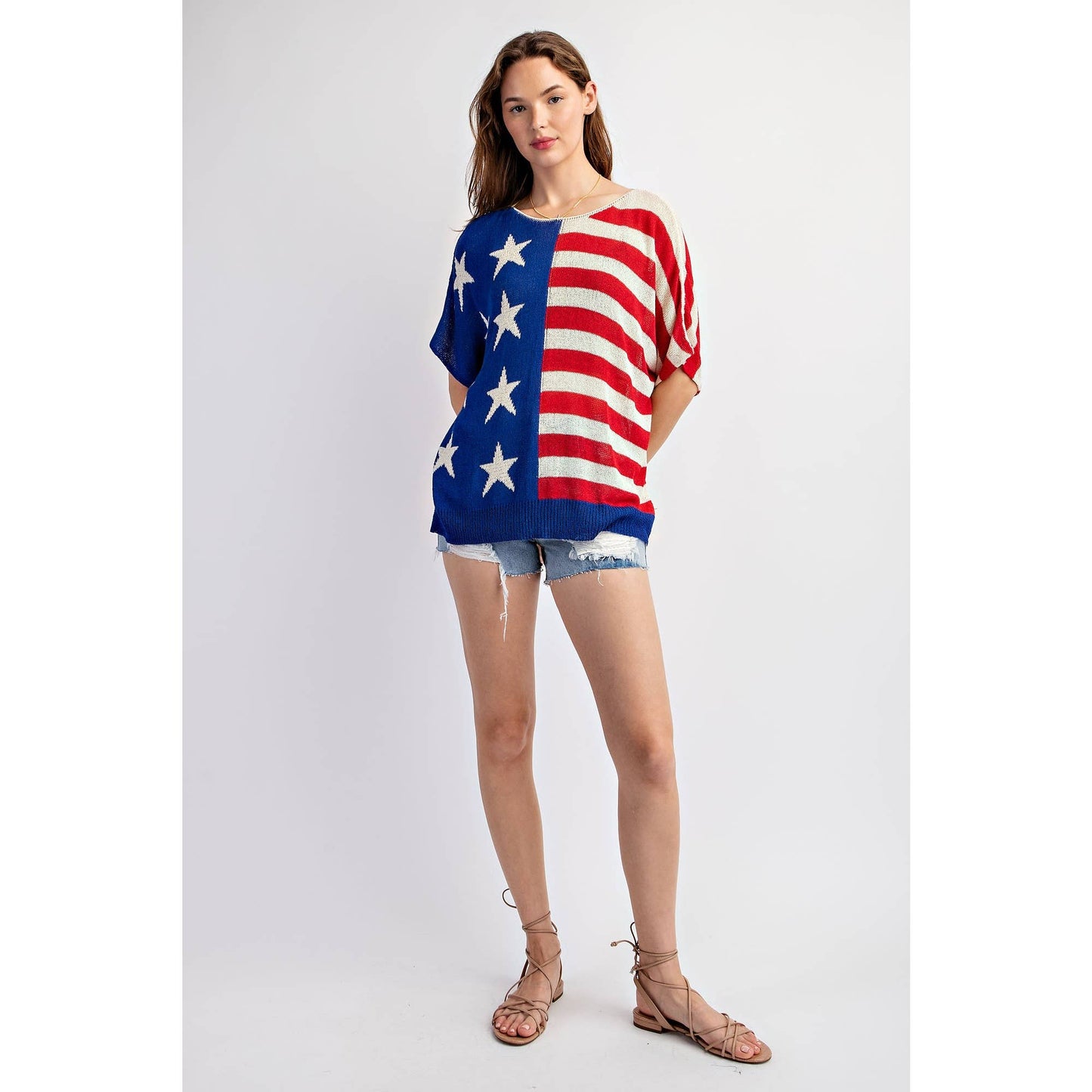 *AMERICAN FLAG SLEEVELESS LIGHT WEIGHT KNIT SWEATER