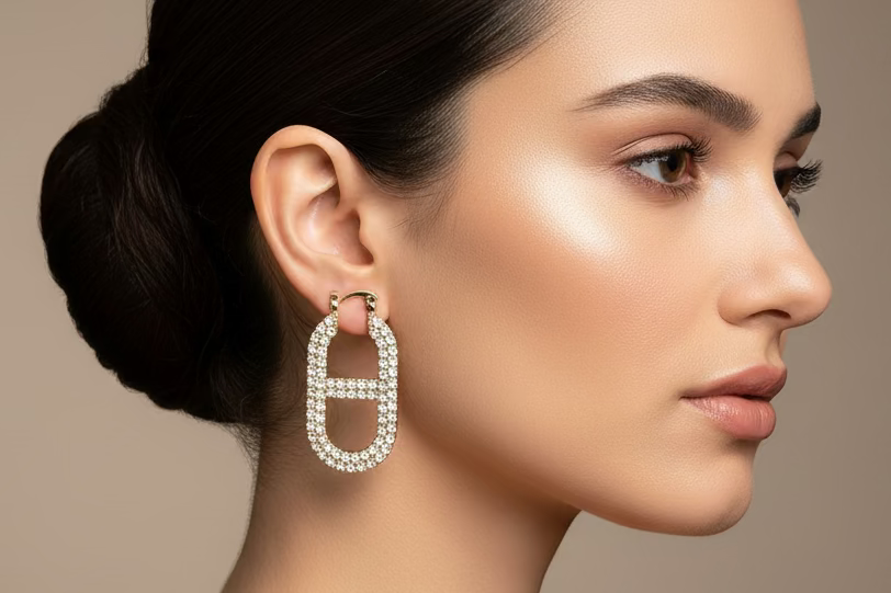 *Rhinestone Paperclip shaped earrings