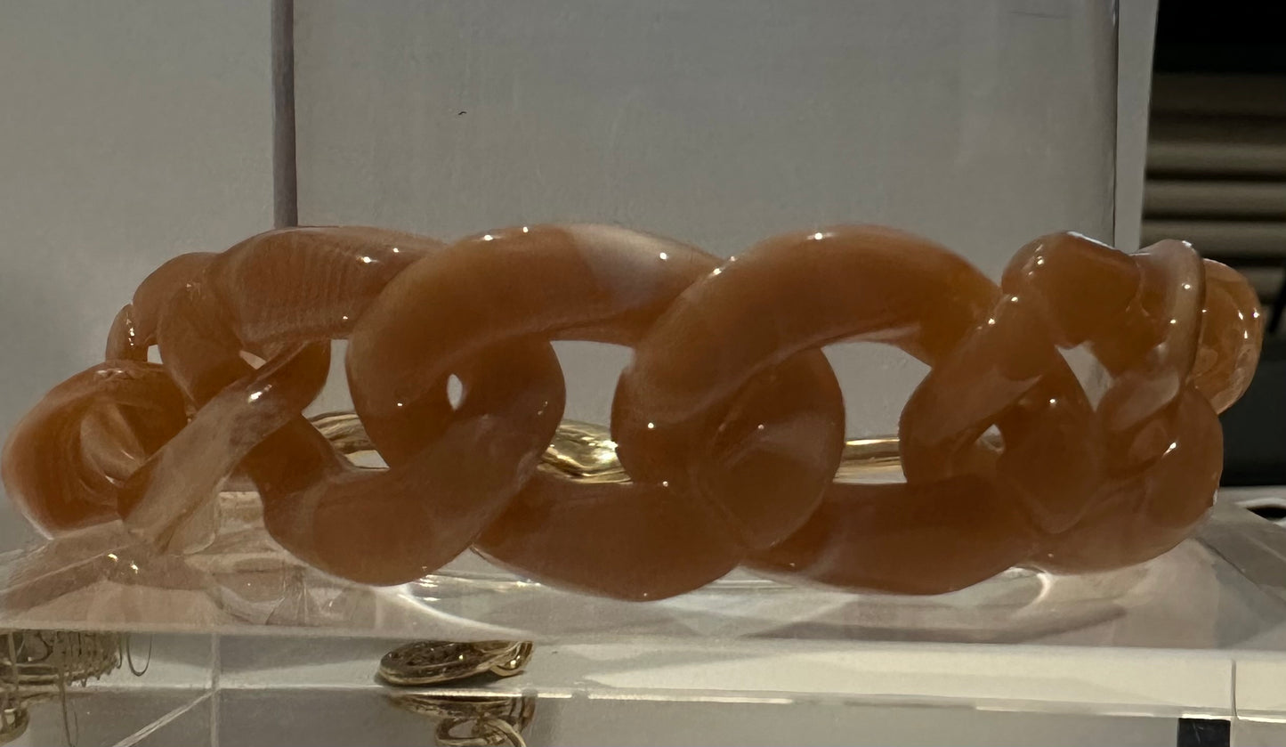 *CHUNKY ACRYLIC CHAIN LINK BRACELET - BURNT PEACH MARBLE