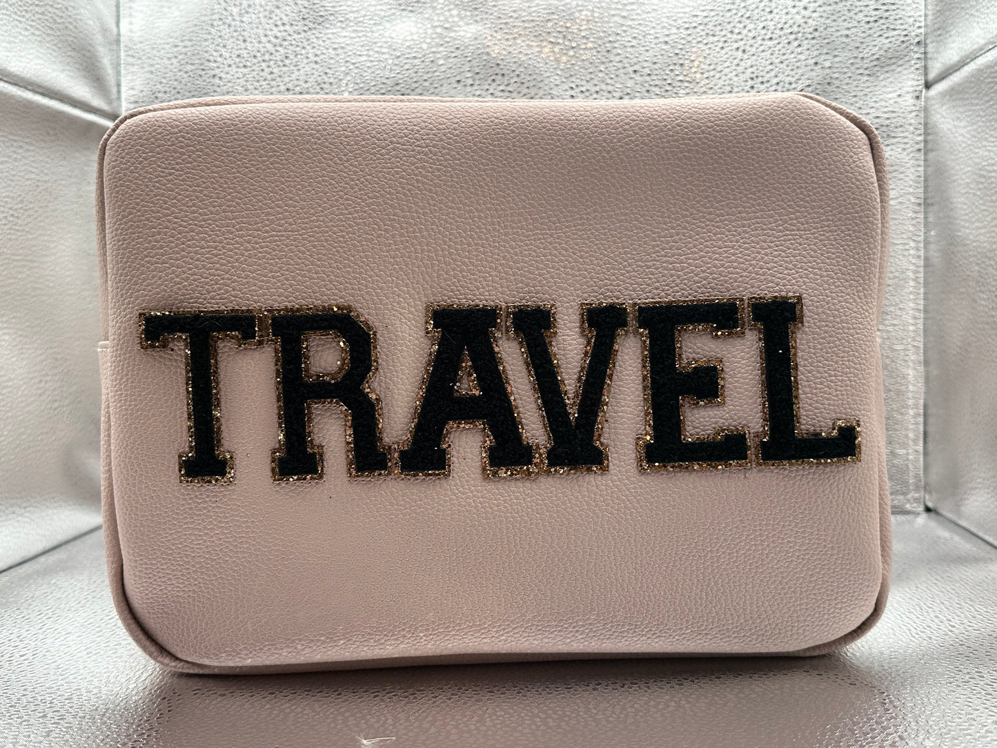 *TAN "TRAVEL" ZIPPER BAG