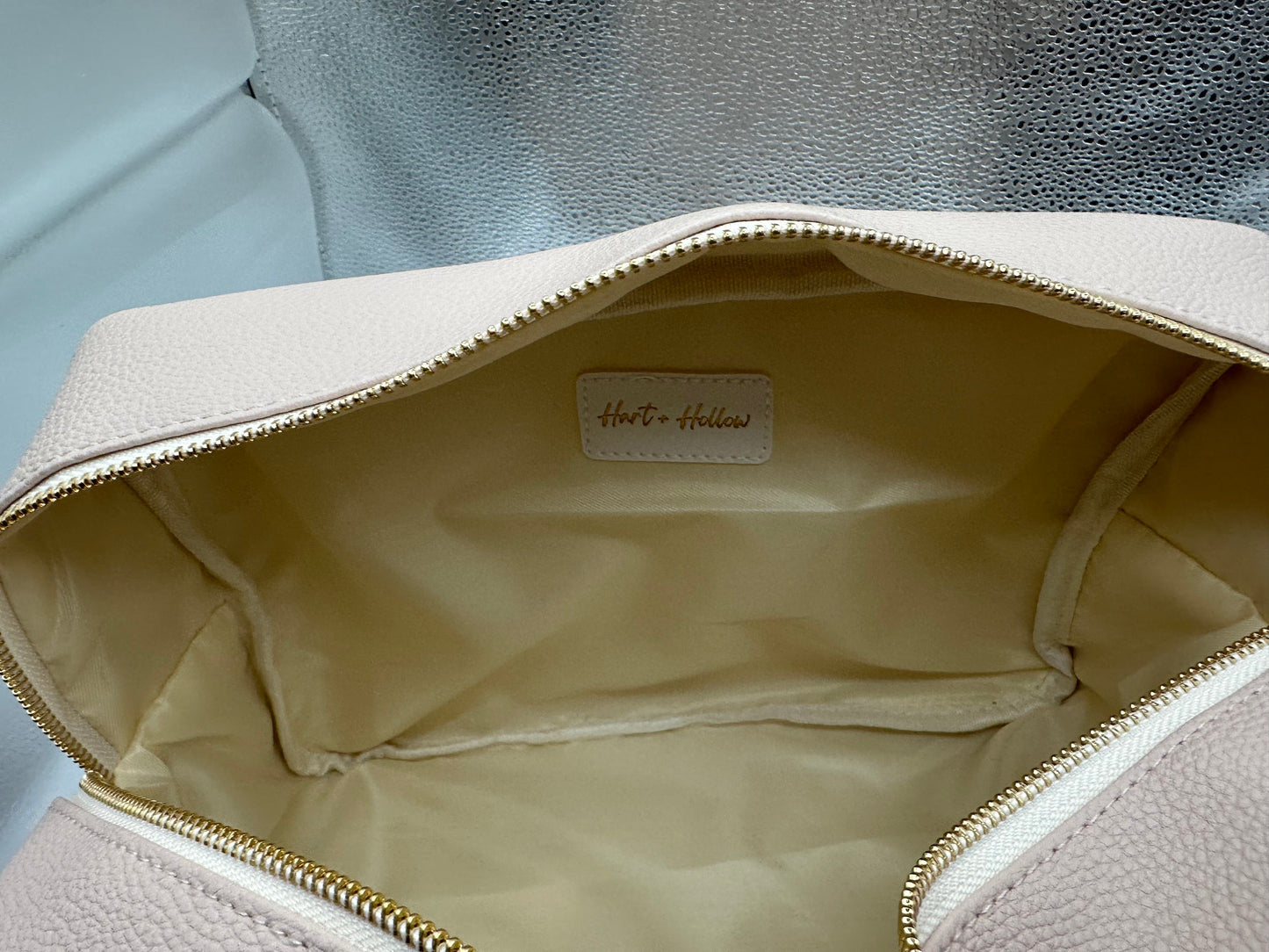 *TAN "TRAVEL" ZIPPER BAG