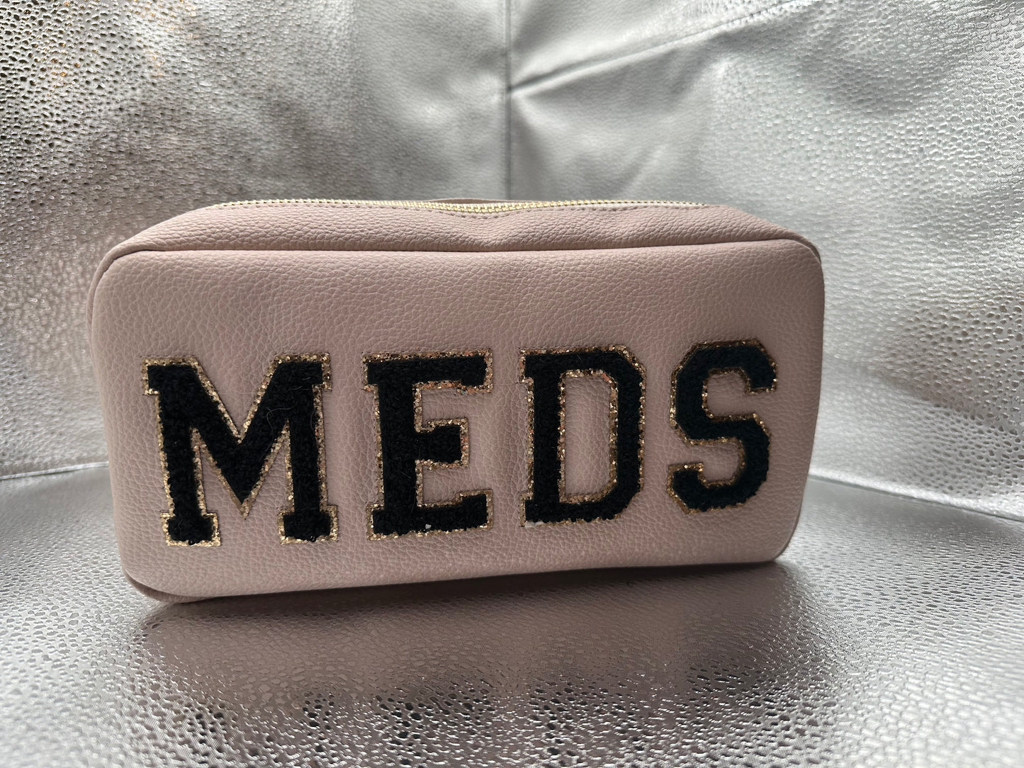 *TAN "MEDS" ZIPPER BAG