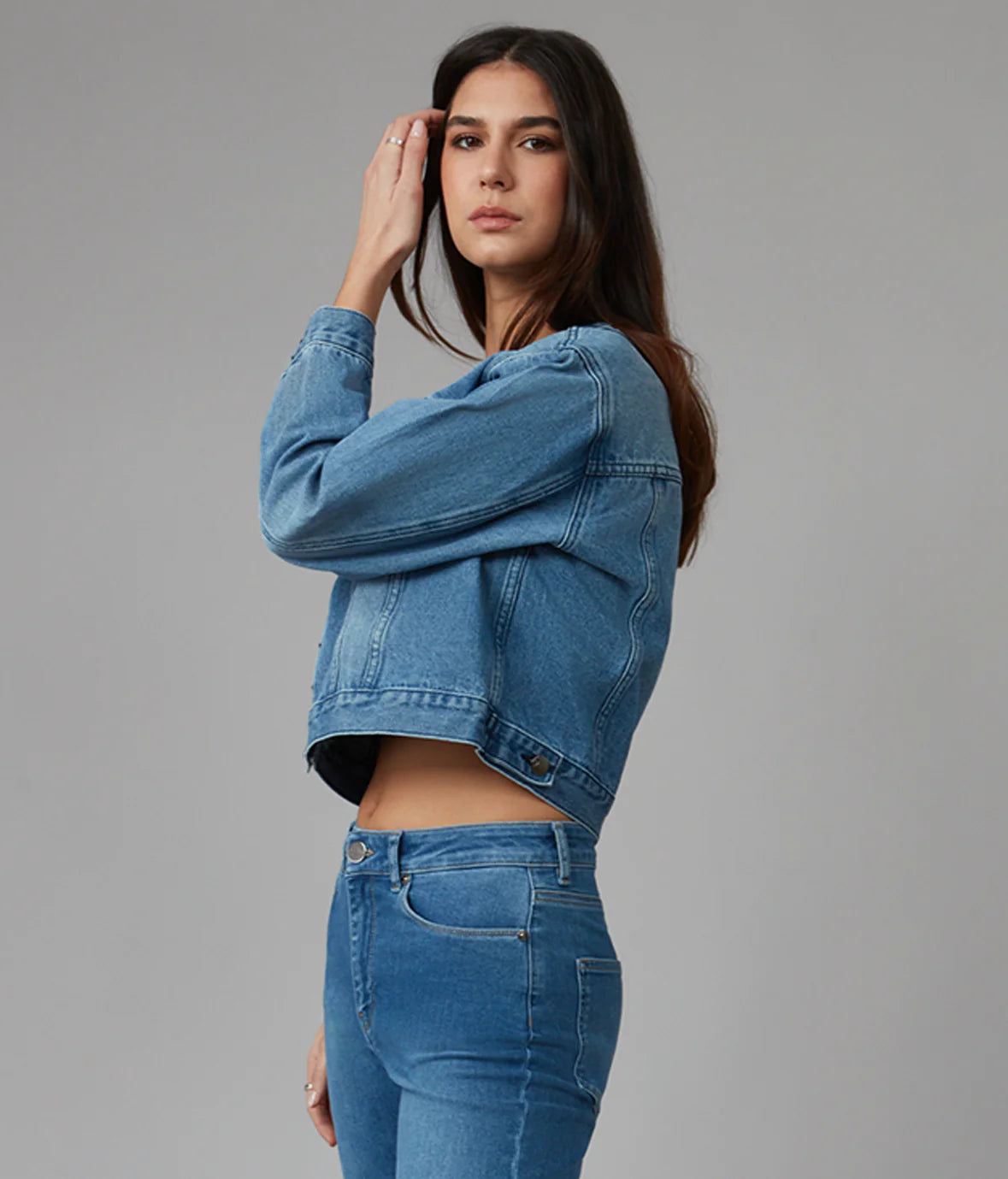 *AURORA-MDL Cropped Denim Jacket