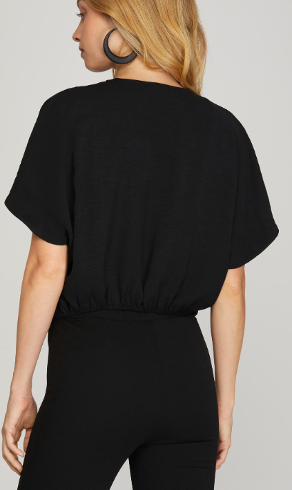 *WIDE LEG WRAP WOVEN PANTS WITH FRONT WAIST TIE AND SIDE SLITS