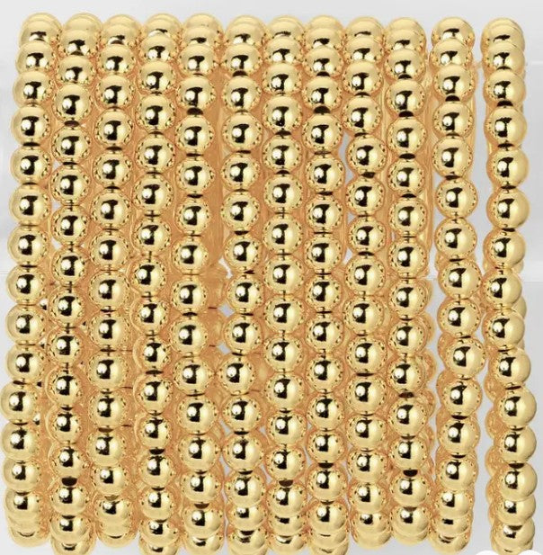 6mm Gold Beaded Bracelet