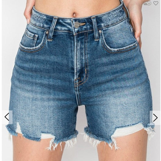 High Rise Clean Cut Hem w/ Small Distressed Shorts