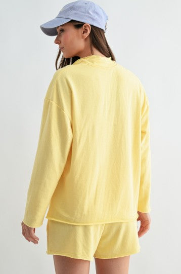 Offset Raw Edge Half-Zip Shirt - Yellow Glow
