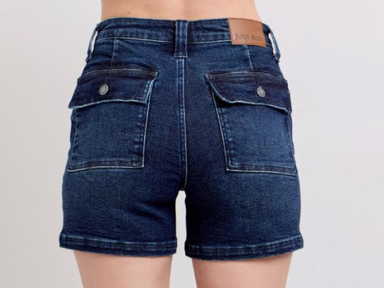 JB High Waisted Black Flap Pocket Shorts