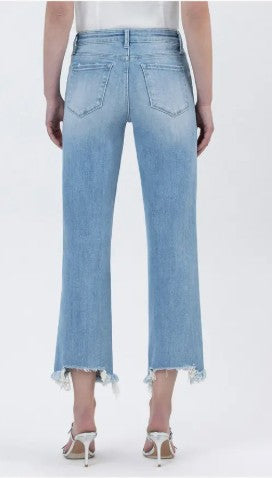 Amply - High Rise Distressed Crop Slim Wide Jeans