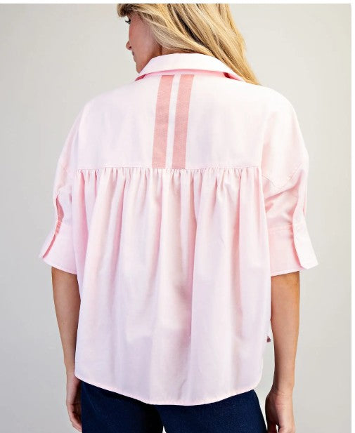 Contrast Stripe Detailing Button Down Shirt