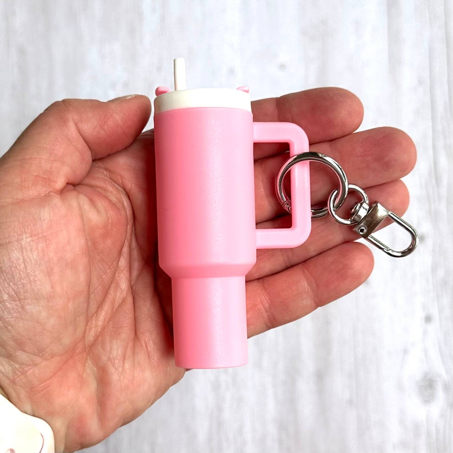 *Mini Tumbler Keychain Carry Storage Container Pink