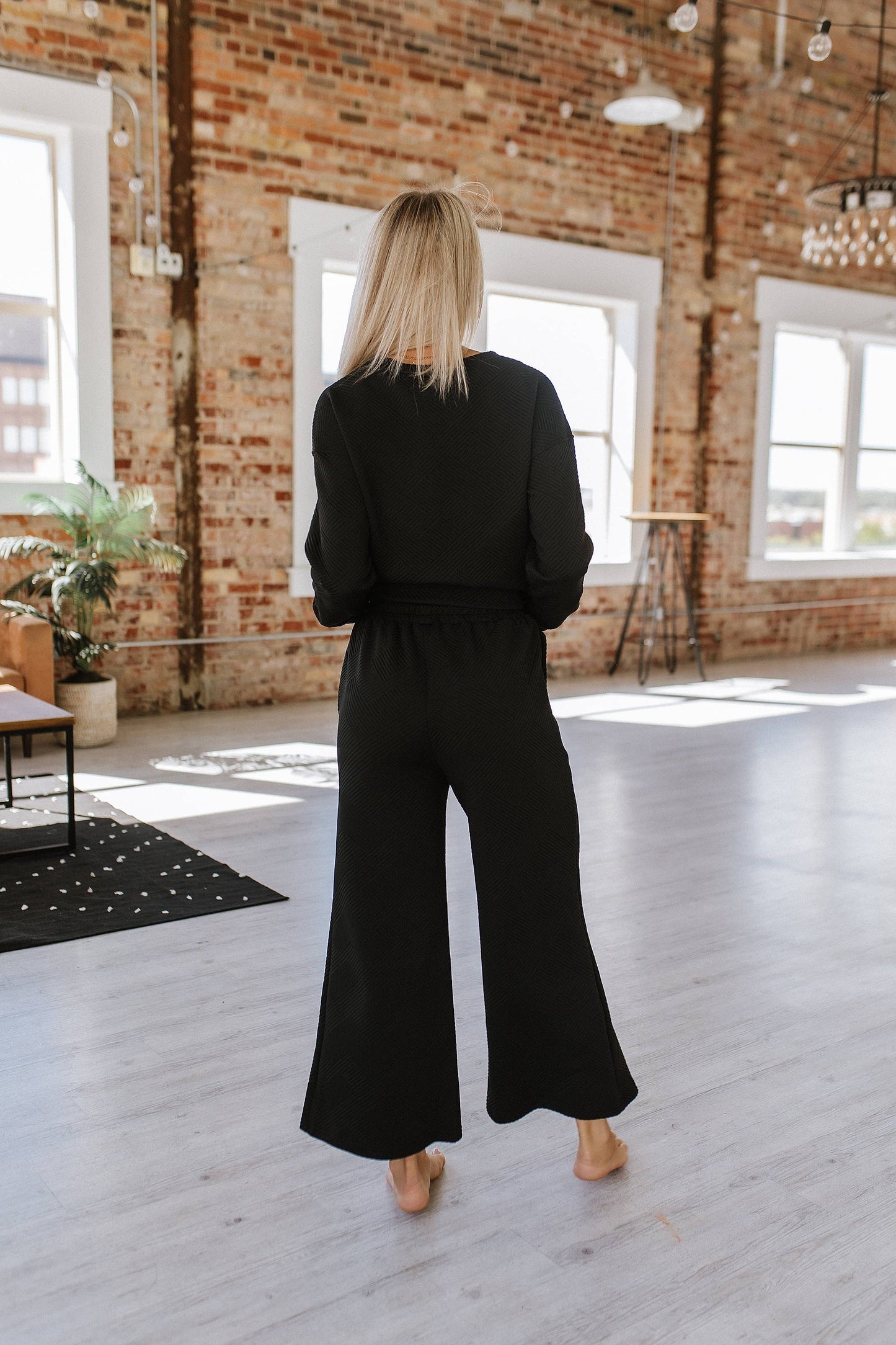 *Black Alex Textured Long Sleeve Set