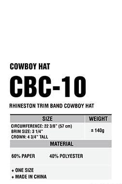 C.C Rhinestone Trim Band Cowboy Hat - Black