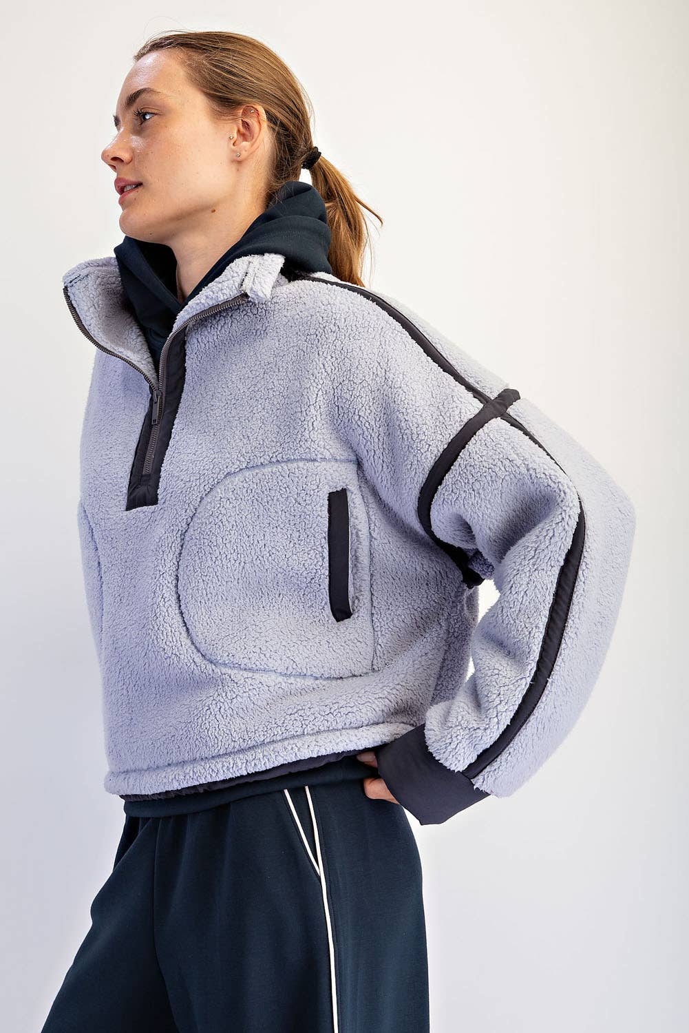 SHERPA MOCK NECK QUARTER ZIP JACKET