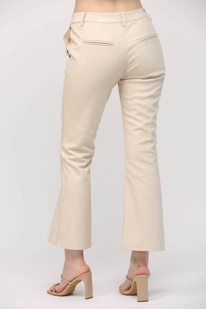 *FAUX LEATHER FLARE PANTS FP65004