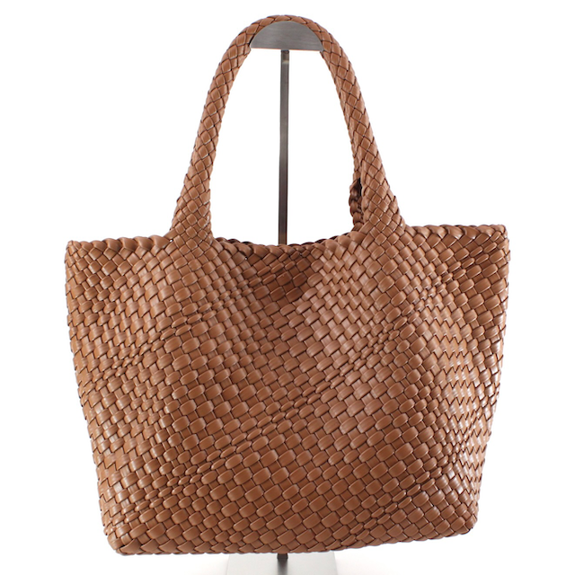 *Woven Tote Bag w/Cosmetic Pouch - Brown