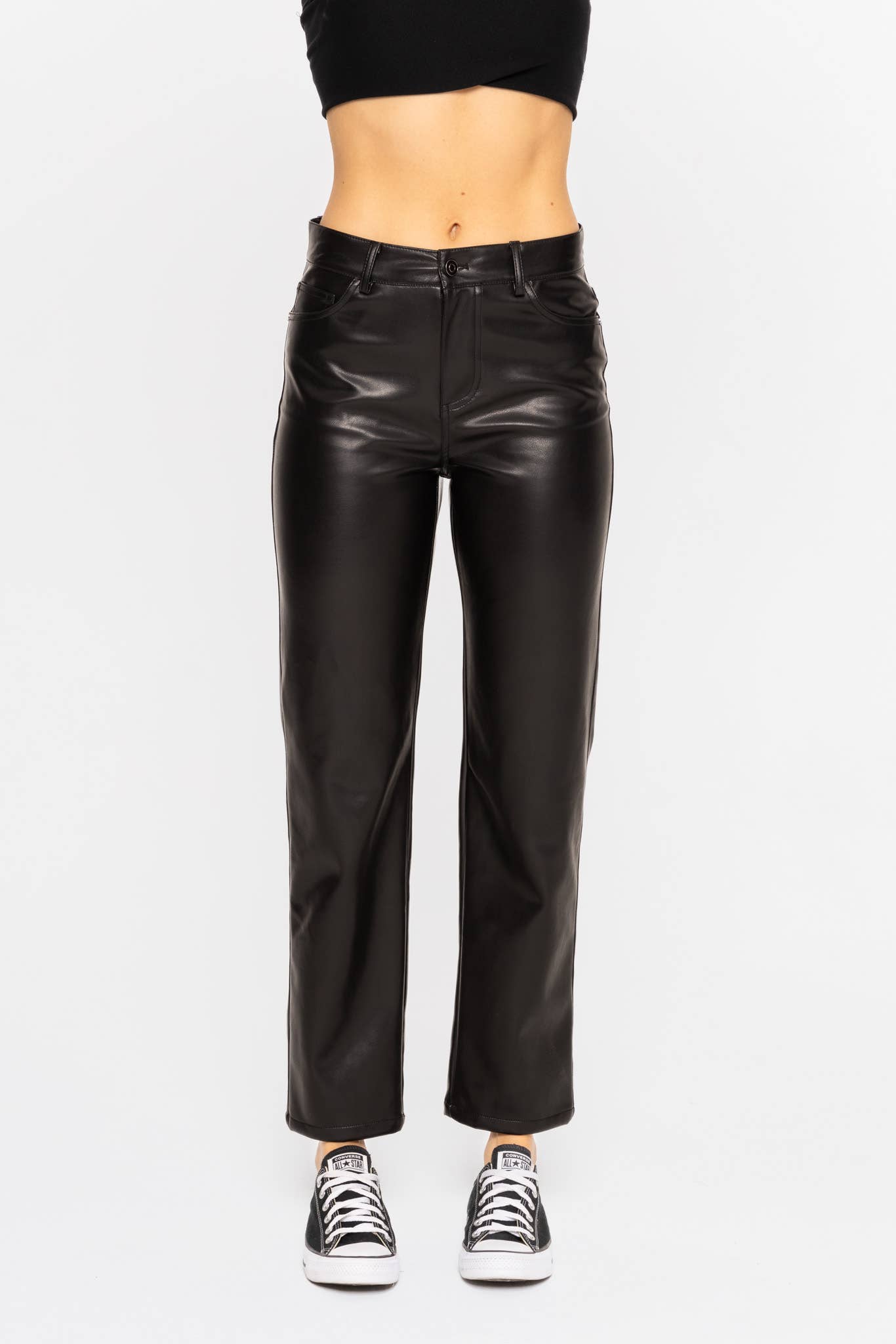 *Vegan Leather Straight Leg Pants