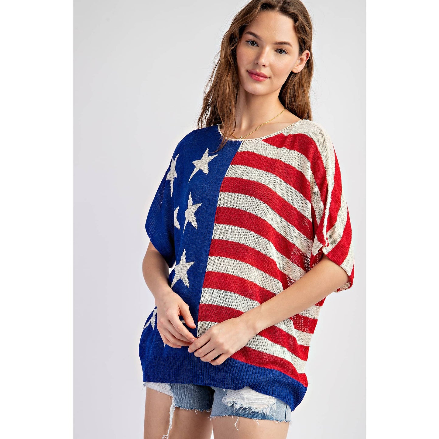 *AMERICAN FLAG SLEEVELESS LIGHT WEIGHT KNIT SWEATER