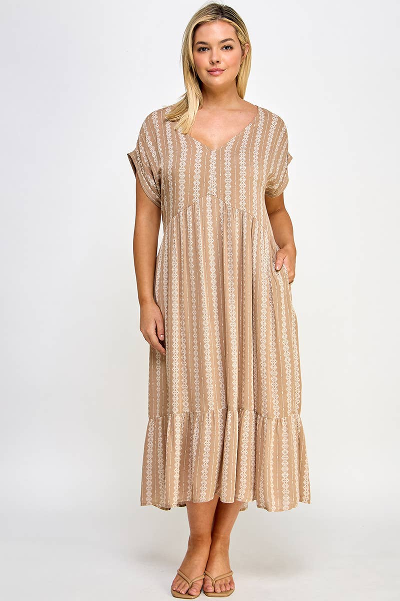 *Plus Size Boho Maxi Dress With Slip